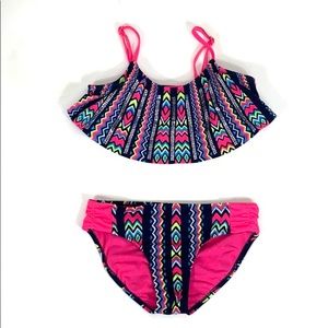Justice Girls Colorful Swimsuit Bikini Set Sz 12